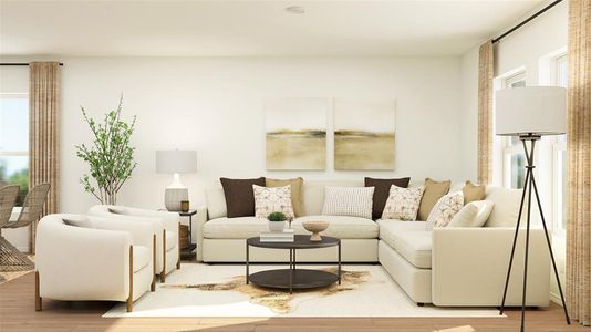 Living room with light wood-type flooring