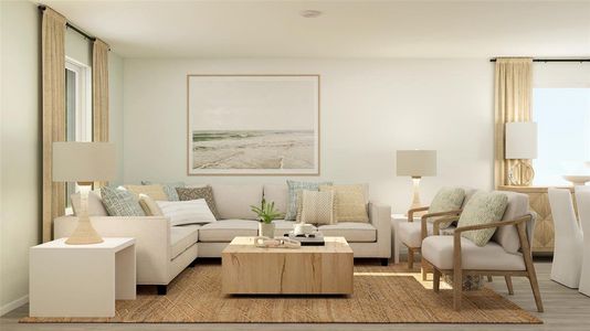 Living room with light hardwood / wood-style flooring