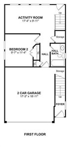 The Jefferson II floor plan by K. Hovnanian Homes. 1st Floor shown. *Prices, plans, dimensions, features, specifications, materials, and availability of homes or communities are subject to change without notice or obligation.