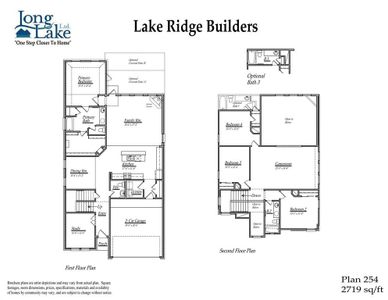 Plan 254 features 4 bedrooms, 3 full baths, 1 half bath, and over 2,700 square feet of living space.