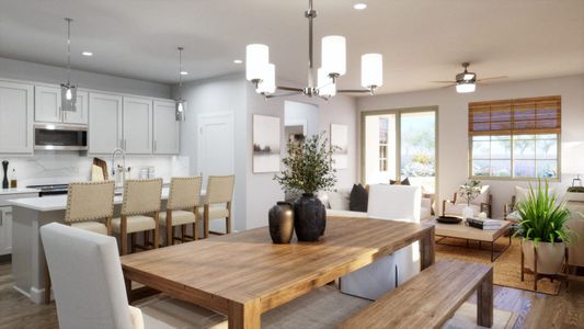 Dining Room, Great Room & Kitchen | Cielo | Mira Vista at Victory in Buckeye, AZ by Landsea Homes