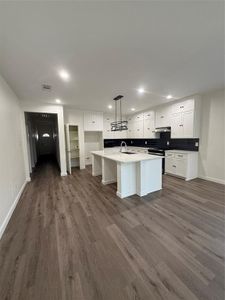 Kitchen featuring tasteful backsplash, white cabinetry, a sink, and exhaust hood