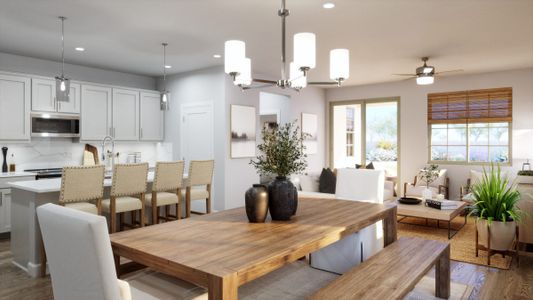 Dining Room, Great Room & Kitchen | Cielo | Mira Vista at Victory in Buckeye, AZ by Landsea Homes