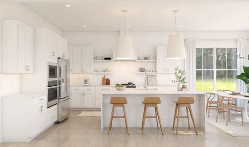 Kitchen island with waterfall edge