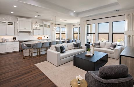 Great room with coffered ceiling