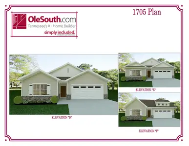 New construction Single-Family house Murfreesboro, TN 37128 plan 1705 Elevation DEF - image