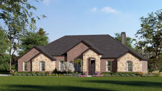 Elevation A with Stone | Concept 2406 at The Meadows in Gunter, TX by Landsea Homes