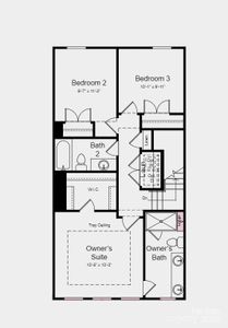 Upper Floor Plan - Structural options added include: first floor guest suite, modern fireplace in gathering room, ledge in owner's shower