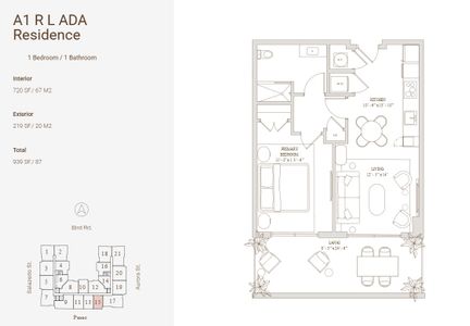 New construction Condo house 4011 Salzedo St, Coral Gables, FL 33146 plan 1 Bedroom / 1 Bathroom - image
