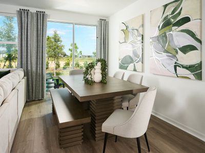 Dining room in the Calistoga I floorplan modeled at Cagan Crossings West