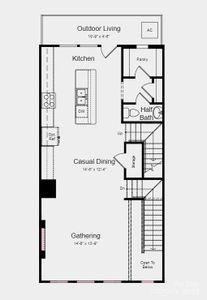 Structural options added include: full bath on first floor, modern fireplace in gathering room, shower ledge in owner's shower.