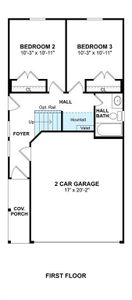 The Carter floor plan by K. Hovnanian Homes. 1st Floor shown. *Prices, plans, dimensions, features, specifications, materials, and availability of homes or communities are subject to change without notice or obligation.