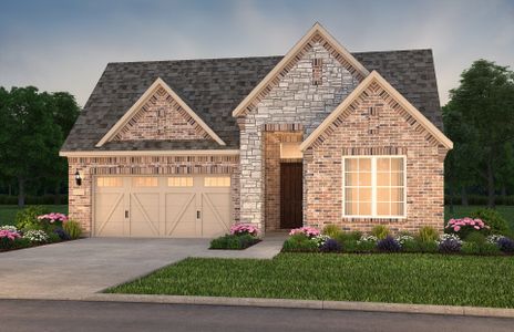 The Prestige, a one-story home with 2-car garage, shown with Home Exterior FC201