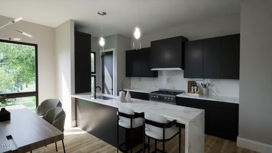 Kitchen with Quartz Backsplash