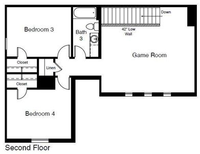 D.R. Horton's Glenwood floorplan, 2nd floor - All Home and community information, including pricing, included features, terms, availability and amenities, are subject to change at any time without notice or obligation. All Drawings, pictures, photographs, video, square footages, floor plans, elevations, features, colors and sizes are approximate for illustration purposes only and will vary from the homes as built.