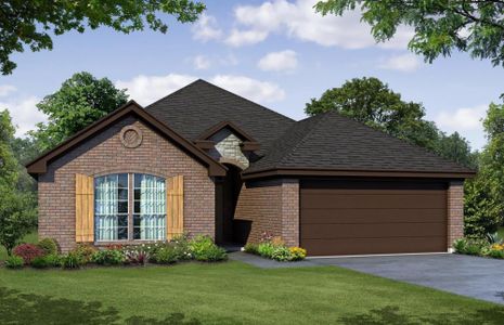 Elevation A with Stone | Concept 1730 at Chisholm Hills in Cleburne, TX by Landsea Homes