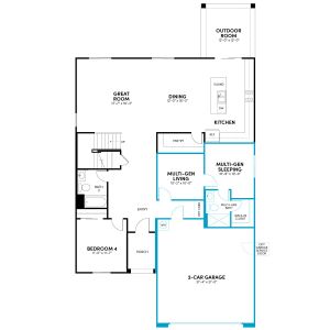 Floor 1: Multi-Gen ILO Flex and Tandem Garage Option