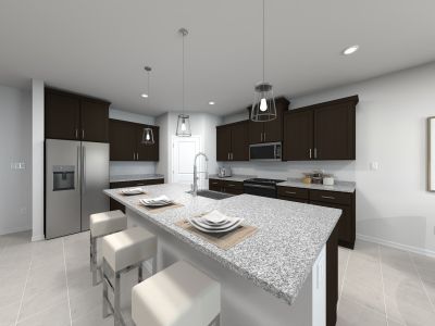 Virtual rendering of kitchen in the Sawyer floorplan