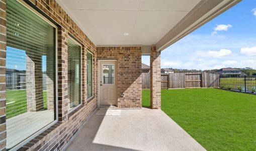 Covered patio in backyard