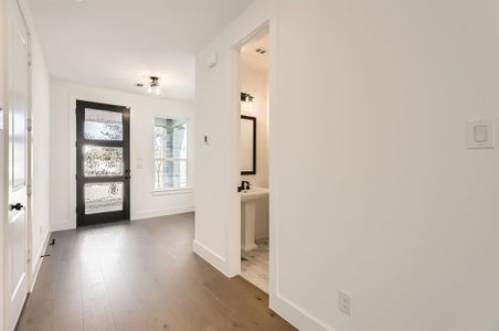 Entrance foyer with dark wood-type flooring