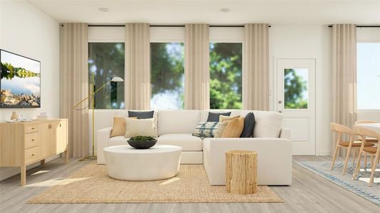 Sitting room with light wood-type flooring