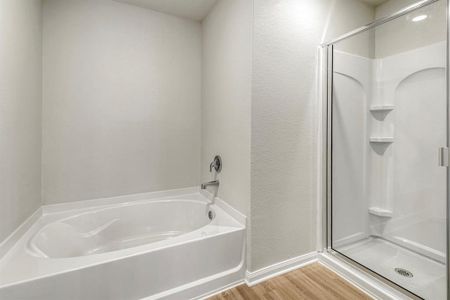 Check out the soaking tub and upgraded shower in the master bedroom!