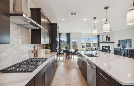 View of main living areas from kitchen