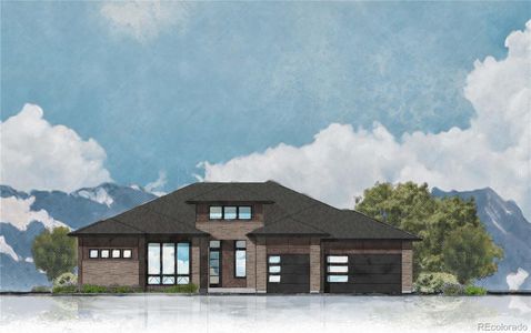 Rare Ranch Floorplan - The Overlook Plan Elevation 3B - 2nd Story Windows are for Dramatic Look Only