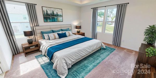 Owners bedroom shown with virtual staging