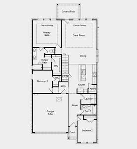 Structural options added include: Covered patio and 12' pop up ceilings at primary suite and gathering room.