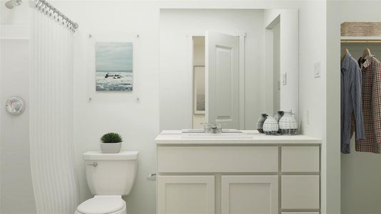 Bathroom with toilet and vanity