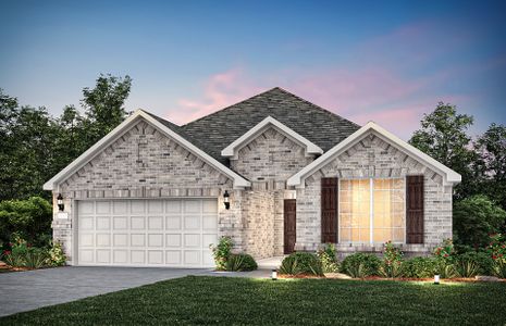 The McKinney, a one-story home with 2-car garage, shown with Home Exterior A