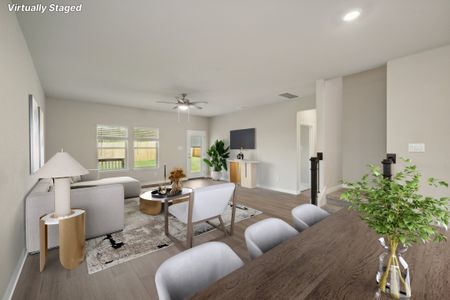 Virtually staged dining room and living room in the Matador floorplan in the Meritage Homes community.