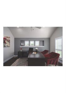 Dining space featuring a wealth of natural light, ceiling fan, and lofted ceiling