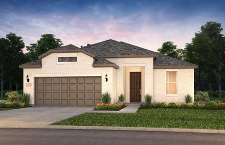 The Mainstay, a one-story home with 2-car garage, shown with Home Exterior TR201