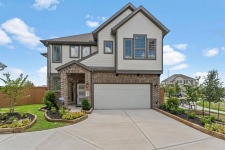 New construction Single-Family house 10059 Nectar Path, Iowa Colony, TX 77583 Capeside - Courtyard Collection- photo 0