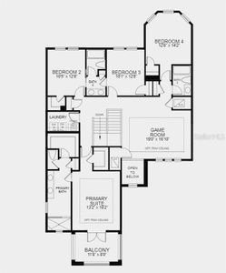 Second Floor Plan - Structural options added include: gourmet kitchen, pocket sliding door in the great room, and outdoor kitchen rough-in.