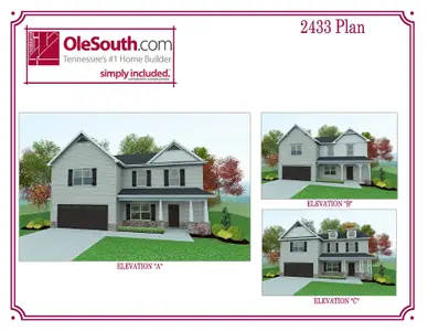 New construction Single-Family house Smyrna, TN 37167 plan 2433 Elevation ABC - image
