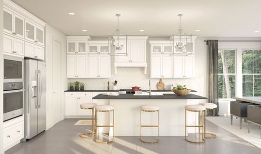 Beautiful glass upper cabinets in kitchen