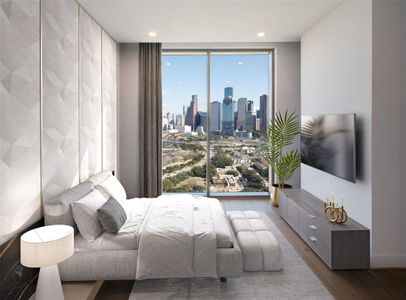 Secondary bedroom features ensuite with downtown views. (MOdel Photos 2304)