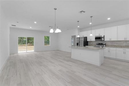 From the entry looking through dining area to living area at the back of the house