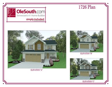 New construction Single-Family house Shelbyville, TN 37160 plan 1726 Elevation ABC - image