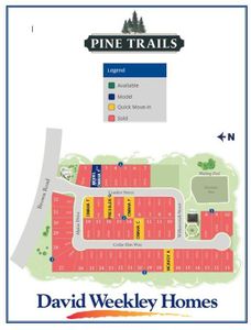 Pine Trails is a small boutique community consisting of all David Weekley Homes. Only 1/2 mi from Hwy 249 & 1 mile from Main St!