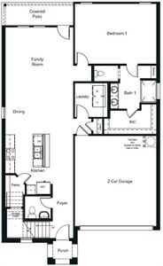 D.R. Horton's Macon floorplan, 1st floor - All Home and community information, including pricing, included features, terms, availability and amenities, are subject to change at any time without notice or obligation. All Drawings, pictures, photographs, video, square footages, floor plans, elevations, features, colors and sizes are approximate for illustration purposes only and will vary from the homes as built.