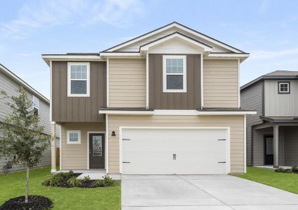 Exterior of the two-story Osage plan with a two-car garage.