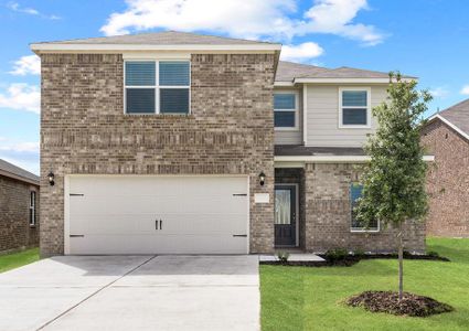 The Driftwood is a beautiful two-story, brick home with siding details.