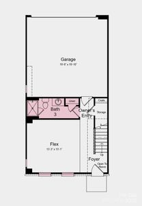 Lower Level Floor Plan - Structural options added include: gourmet kitchen, modern fireplace, full bathroom on ground level, 9' ceilings on first floor, and ledge at primary showe