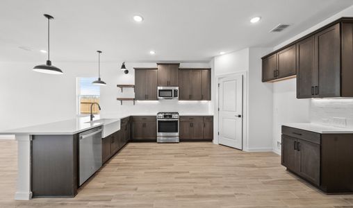 Kitchen with pendant lighting