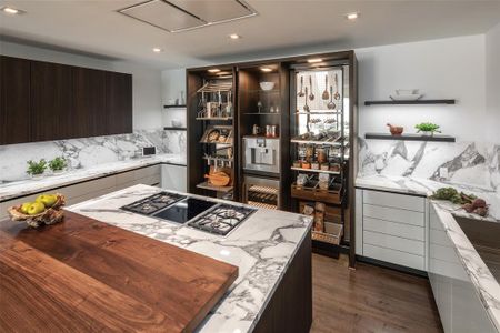 Kitchen cabinetry by Eggersmann. Penthouse appliances are Gaggenau.