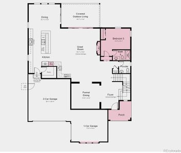 Structural options include: Bedroom with bath on first floor,  8'x12' sliding glass door; center-meet sliders, modern 42" fireplace at gathering room, owner's bath configuration 5 (shower & freestanding tub), and unfinished basement.